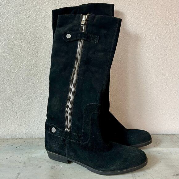 Nine West suede knee high riding boots zippers boho western fall black 6.5 - Picture 10 of 12